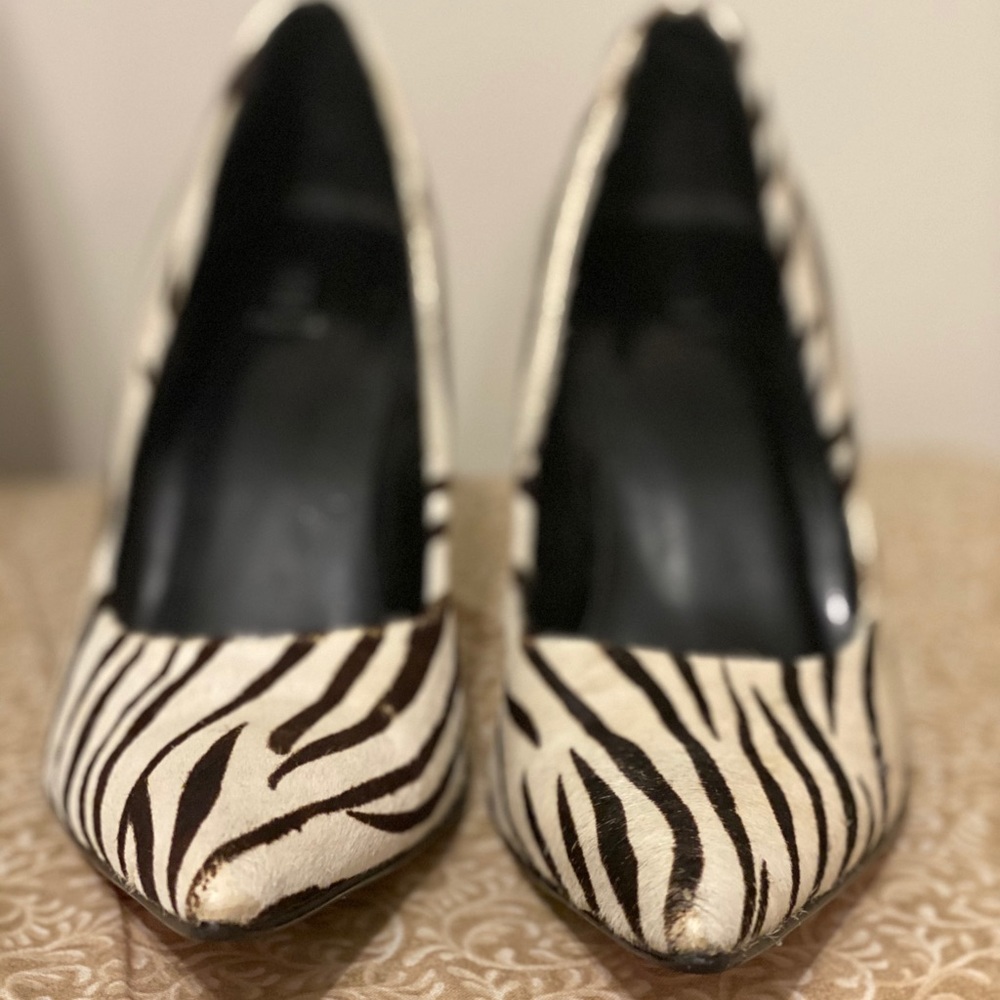 Zebra Print Faux-hair Heel